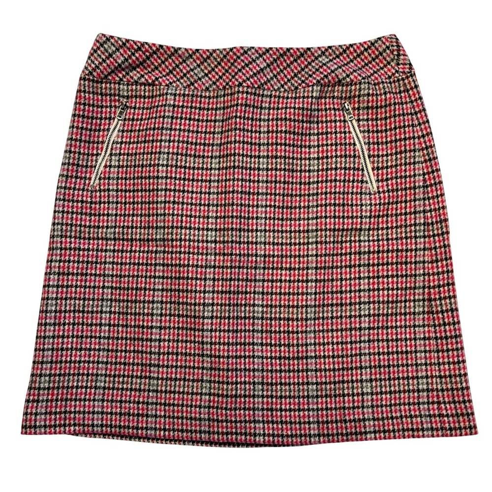 Talbots Pink Black Plaid Preppy Academia Wool Blend Mini Skirt NWT Size 10